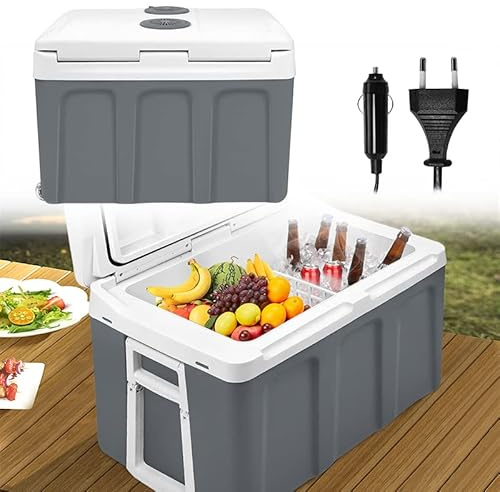 YUENFONG 48L Kühlbox Elektrisch Kühlschrank mit Rollen Elektrokühlbox Auto Kühlbox 12V 230V inkl. Kühl- und Warmhaltefunktion, für Reisen, Auto, Camping (48L)