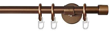 Garesa Gardinenstange Rustika Ø 16mm, 1-läufig, Bronze I Rustikale Vorhangstange aus Metall inkl. Ringe + Faltenlegehaken I Mit Endknopf Kappe I 150cm