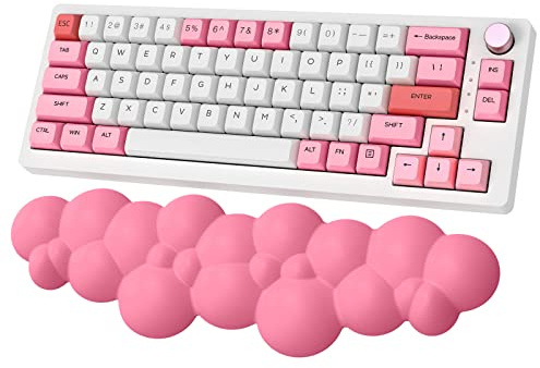 ZIYOU LANG Repose-poignet rose clavier - Accoudoirs ergonomiques doux en forme de nuage - Repose-poignet en forme de nuage base en caoutchouc antidérapant - Support en mousse à mémoire de Rose Rouge