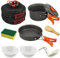 Camping-Kochset, 7-teiliges Camping-Pfannen-Set für Rucksack, Kochgeschirr, Topf und Pfannen-Set, Überlebens-Kochset für Wandern, Kochausrüstung, Picknick, Outdoor- und Camping-Kochgeschirr-Set