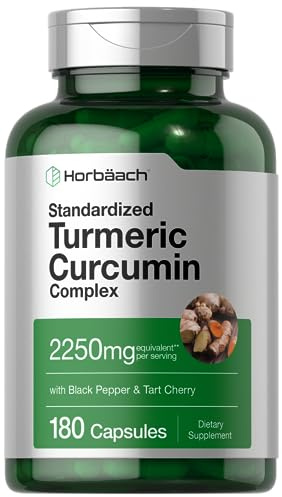Horbäach Turmeric Curcumin Supplement | 180 Capsules