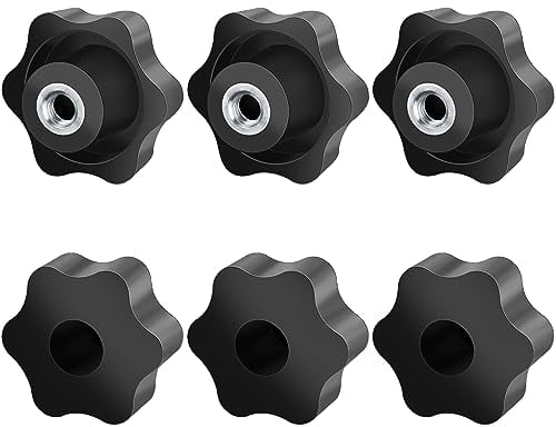 6Pcs M8 Star Clamping Nuts, Jeboler Handle Nuts Diameter 50mm Knobs Grip Plastic Star Nut, Handle Wing Nut Thumb Bolts Thread For Machines And Furniture, Machine Tools, Fitness Equipment