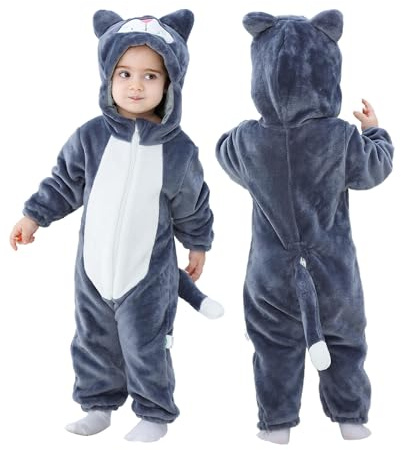 Doladola Bambino Inverno Pagliaccetto con Cappuccio Flanella Tutina per bambini Cosplay Halloween Costume