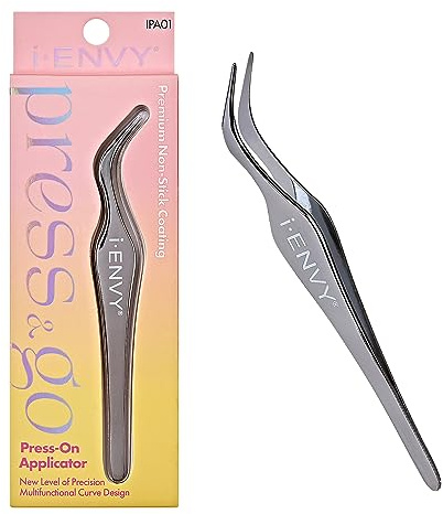 i-ENVY Press&Go Lash Applicator Tool, Nonstick Cluster Eyelash Tweezers for Quick & Easy False Lash Application, Lightweight Curved Angled Tip & Comfort Grip for Precise DIY Extension