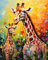 Acryl-Bild 80 x 100 cm: Giraffe auf der Wiese, Gemälde von Öl auf Leinwand (209767825)