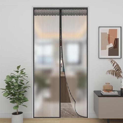 Winddichte Wärmeschutzvorhang für Türen Magnet Thermo Türvorhang Isoliervorhang Thermovorhang Kälteschutz und Wärmeschutz für Balkontüren Wohnzimmer (60 x 205 cm)