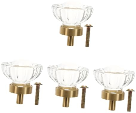 jojofuny 4pcs Crystal Flower Cabinet Knob Modern Drawer Pull Handle for Home Decor Versatile Dresser and Cupboard Knobs Elegant Furniture Hardware Replacement