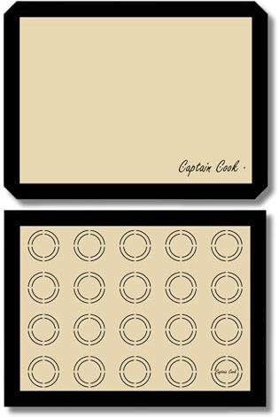 Lot de 2 Tapis de cuisson (remplace le papier sulfurisé) ; ustensile à patisserie (macaron, génoise, pizza...) tapis de cuisson silicone de haute qualité