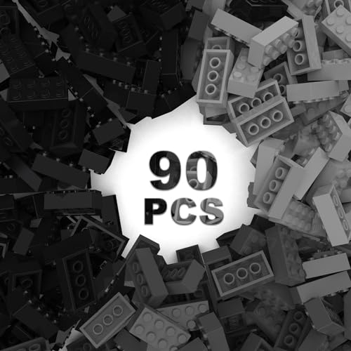 90 PCS Classic Building Bricks, 2x4 Bulk Bricks, Compatible with Pieces 3001 and All Major Brands, Creative Building Block Toys for Boys Girls Ages 6 7 8 9 10 Years Old