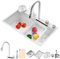 Fregadero de Cocina cascada Raindance Negro Acero Inoxidable Fregadero Cocina con Grifos Extraible, con Manguera de Desagüe (White, 80 * 45CM)