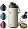 BOTTLE BOTTLE Isolierte Edelstahl Wasserflasche 64oz (1,8L) mit Strohhalm, Deckel, Griff & Pillenfach – BPA-frei, auslaufsicher, ideale Trinkflasche für Sport, Fitness, Wandern & Ausflug (Grau)