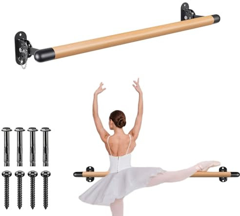 Dolibest 0.9M Ballettstange, Wand Montiert Holz Stretching Tanz Bar Tanzstange für zu Hause Barre Training Ausrüstung für Kinder und Erwachsene