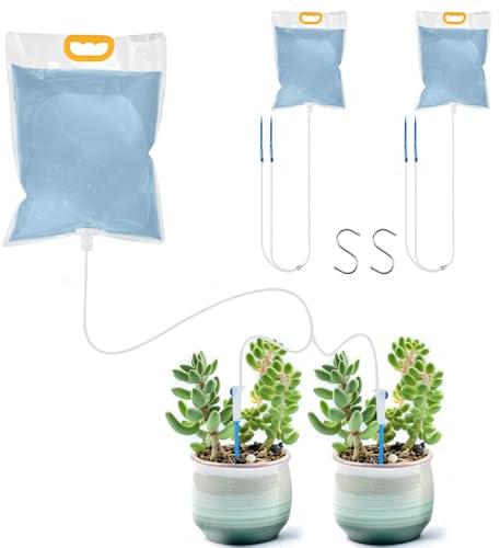Bolsas de Riego por Goteo, SilverChry 2 Piezas de 3,5 l Dispositivo de Riego por Goteo para Plantas de Interior, Sistema de Rego por Goteo para Macetas de Interior, 25 x 39cm