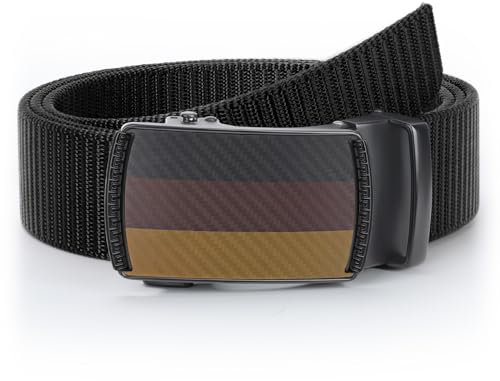BELTROAD Schwarzer Nylon-Ratschen Herrengürtel mit deutscher Flagge Taktische Nylongürtel für Männer mit automatischer Schiebeschnalle Gürtel