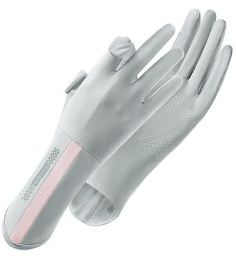 Jasaly UV-Schutz-Handschuhe, Fahrhandschuhe, Damen, Vollfinger-UV-Handschuhe, Sonnenschutz, Hellgrau