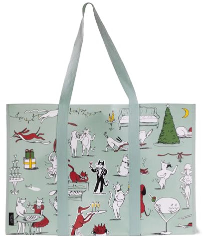 kate spade new york Reusable Shopping Bag, Insulated Grocery Tote with Shoulder Straps, Large Collapsible Tote Cooler, Holiday Party, Holiday Party, L