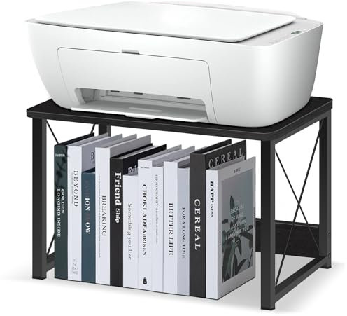 ELITEROO Desktop-Druckerständer mit Aufbewahrung, Tischständer, kleine Schreibtischregale, Organizer für Zuhause/Büro, Mehrzweck-Hochleistungserhöhung für Faxgerät, Kopierer, Scanner (schwarz)