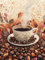 Bimkole 5D Diamond Painting Kits Zubehör Kaffeetasse, Blätter Diamant Malerei Kit Voll Runde Bohrer Malen nach Zahlen Malerei Stickerei Kreuzstich Diamond Dekoration 30x40 cm