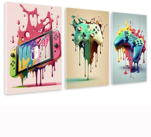 AOSEE 3 Pcs Gamer Posters Jeu Vidéo Déco, Affiche de Jeu avec Cadre, Decoration Murale Chambre Gaming, Art Toile Peinture Photo pour Playrooom, Garçons Chambre, dortoir 30 x 40 cm (Coloré)