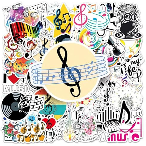 EHDWXVZM 100 Musik-Symbol-Aufkleber, Personalisierte Musik-Aufkleber, Kreative Graffiti-Aufkleber, Wasserfeste Aufkleber, DIY Dekorative Aufkleber, Laptop-Aufkleber, Scrapbook-Aufkleber
