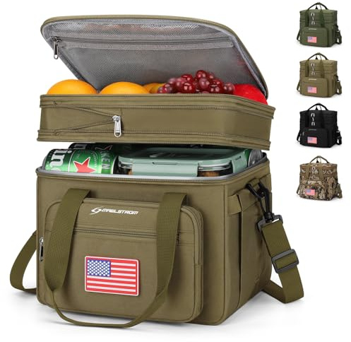 Maelstrom 23L Isolierte Lunchbox, erweiterbare Doppelstöckige Kühltasche | 16 Stunden Wärmespeicherung, leicht, aufrechte Struktur, Taschentasche. Perfekt für Männer, Frauen, Büro, Supermarkt, Pendler