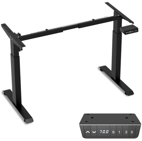 Jiubiaz Support de bureau réglable en hauteur, pieds de table électriques réglables en hauteur, avec 3 commandes à mémoire de forme et sécurité enfant, jusqu'à 80 kg, noir