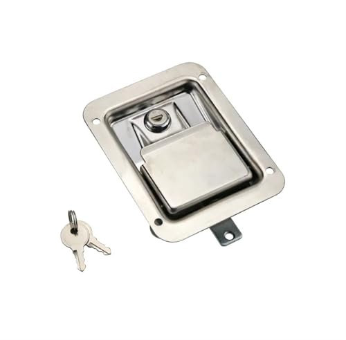 Serrure plate en acier inoxydable à trois points for porte d'armoire, serrure carrée for porte d'ingénierie automobile et camping-car, 1 pièce