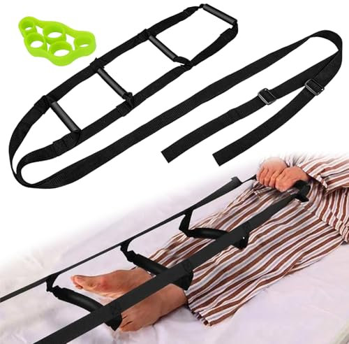 VOSSOT Escalera de cama, ajustable, con entrenador de dedos, para personas mayores, enfermos, discapacitados, 232 cm x 18 cm