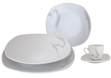 Set di Piatti Ink Painting Da Tavola Completo Con Tazze Da Caffè in Porcellana Resistente Design Moderno, 30 Pezzi Per 6 Persone, Bianco e Grigio, Per Uso Quotidiano, Per Lavastoviglie.