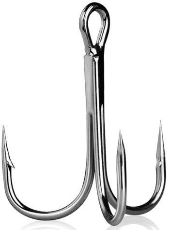 9KM DWLIFE Silver Treble Fishing Hooks 20PCS High Carbon Steel Strong Sharp Treble Fishing Hooks for Pike Perch Trout Saltwater Freshwater Fishing 14#