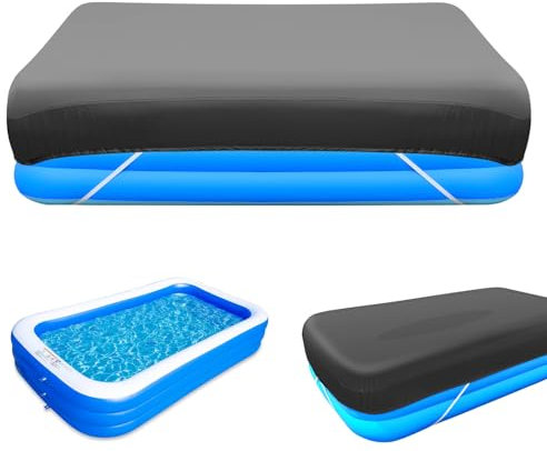 Bâche de piscine gonflable rectangulaire de 3 m de long avec bande élastique intégrée et boucle supplémentaire pour piscine hors sol 3 x 1,8 m
