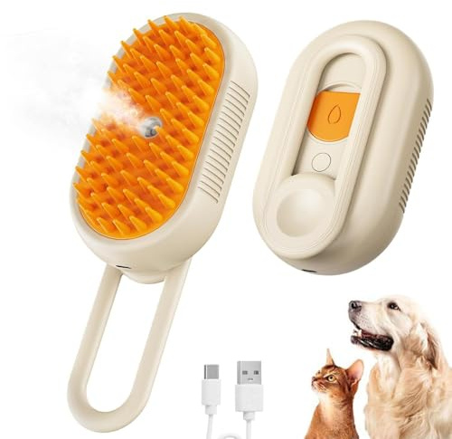 LIBRNTY 2025 New Cat Steamy Brush,Haustier Pflege Bürste,Cat Steam Brush for Hair Cleaner,Tierhaarentfernungskamm mit Wassertank Und Spray für Massage,Pflege Und Haarentfernung