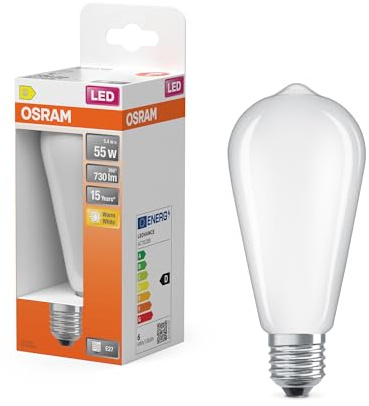 Osram LED Star Classic Edison 55 Filament 2700 K 5,4 W | LED Star Classic Edison 55 Filament, LED Lamps, Weiß, 64 mm dia, 15000 h, 1-Pack