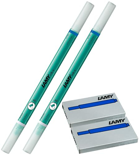 LAMY ink-x 2er Set Tintenlöscher Turmaline aus Kunststoff mit Löschspitze und Korrekturspitze Breit - ausschließlich zum Löschen von königsblauer Tinte (2 Löscher + Patronen)