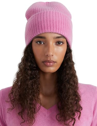 Style & Republic Kaschmir-Chunky Beanie Damen aus 100% Cashmere, Lang und großzügig geschnitten - Dein kuscheliger Premium Strick-Mütze für stilvolle Herbst- & Winter-Momente