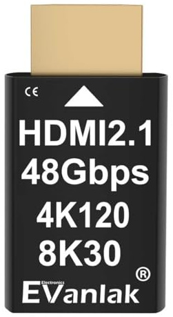 EVanlak 4K 120Hz HDMI 2.1 Dummy Plug EDID Headless Adapter, Virtual Display Emulator für PC, VR & Crypto Mining, unterstützt 8K@30Hz, 4K@120Hz, Headless Ghost HDMI Dongle - 1 Pack
