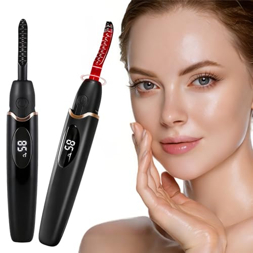 Beheizte Wimpernzange, Elektrische Wimpernzange USB-C, Wimpern Curler, Wiederaufladbare Wickler Wimpernformer, Schnellheiz-Wimperncurler mit 3 Temperaturmodi für alle Wimpern Schwarz