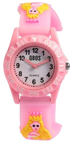QBOS Kinderuhr Mädchen Armbanduhr Kinder Analog – Prinzessin Kinder Uhr Kinderarmbanduhr ab 3 Jahre Kids Watch