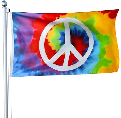Bandiera Pace Arcobaleno, 90x150cm, Bandiera della Pace per Decorazione Interno, Esterno, Giardino (B)