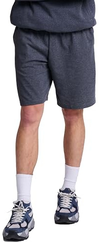 Russell Athletic Men's Cotton Baseline Short with Pockets, Black Heather, XXXX-Large