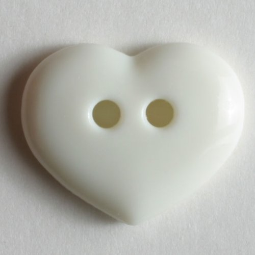 Dill Buttons: 6 Stück Herzknopf, Größe: 15mm, Farbe: weiß