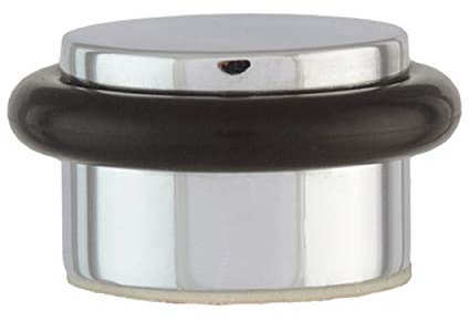 EVI Herrajes | Adhesive Door Stop | Ø28x20mm | Floor Mounted | Chrome Brass Finish | Silicone Protection Rubber | I-103-CR