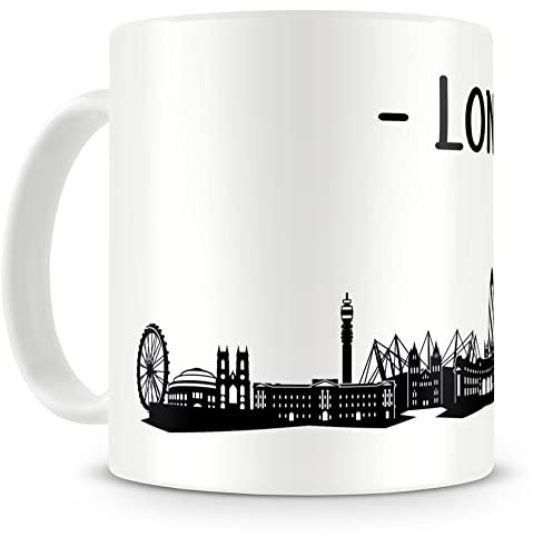 Samunshi® London Skyline Tasse Kaffeetasse Teetasse H:95mm/D:82mm weiß