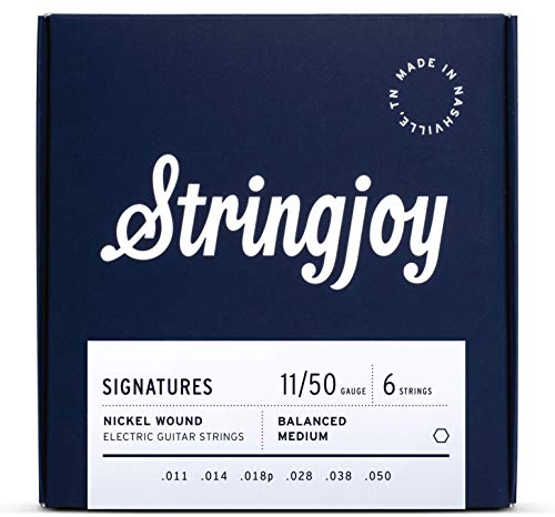 E-Gitarre Saiten von stringjoy – Nickel Wunde E-Gitarre String Sets – Handmade in Nashville, TN, USA – Light, Medium, Heavy Gauge Packungen & mehr Balanced Medium (11-50) 1-Pack