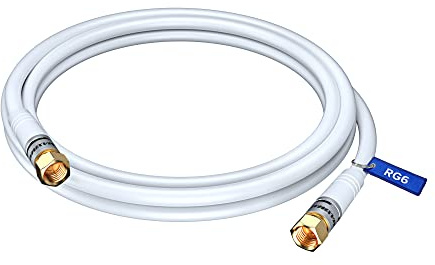 Maximm RG6 COAXIAL Cable - Triple Shielded, Non-Oxygen Copper Cable Wire for TV, Internet & More - Flexible Coax Cable Cord 6ft / White