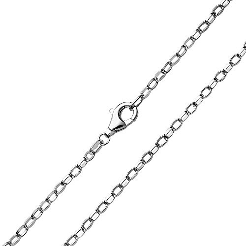 MATERIALIA 2 mm ärtkedja silver 925 oval slagen kvinnor män halsband rodiumpläterat + låda #K68, emalj, ingen ädelsten
