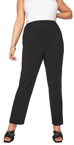 Yours Curve Pull On Ribbed Bootcut Stretch Trousers - Women's - Plus Size Curve Black