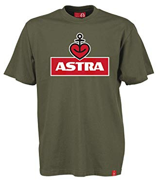 ASTRA Herren T-Shirt Oliv, Herren-Bekleidung, Baumwoll-Shirt mit auffälligem Frontprint, lässige Mode für Männer