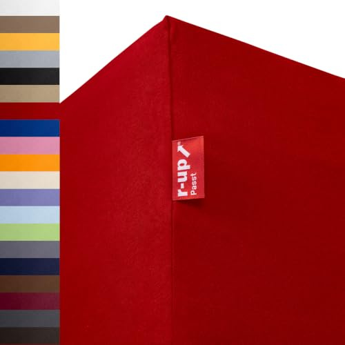 r-up Passt Spannbettaken Doppelpack 180x200-200x220 rubinrot | 100% Baumwolle, 130 g/m² Tuchgewicht, bis 35cm Höhe, viele Farben, OEKO-TEX, stressfrei auch für hohe Matratzen