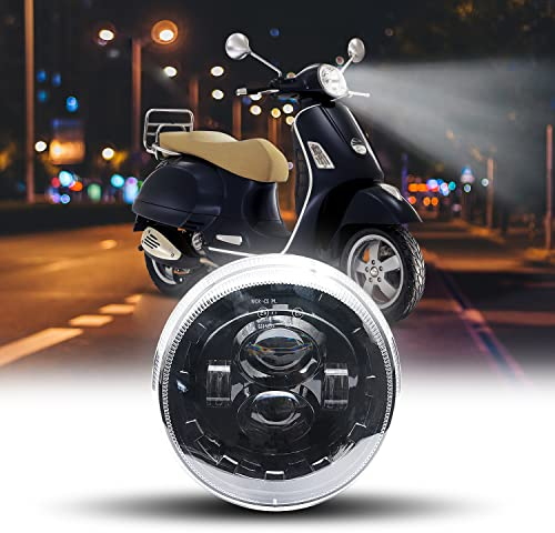 CPOWACE Schwarz 12V LED Frontscheinwerfer with E-Mark E-Prüfzeichen für Motorrad V espa GTS 300